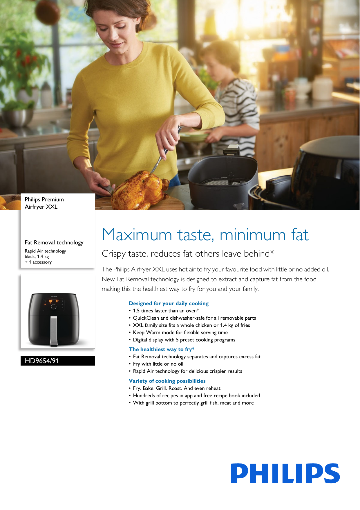 Philips Premium Airfryer XXL with Fat Removal and Rapid Air