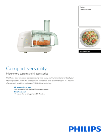 Philips HR7633/80 Food processor Product datasheet | Manualzz