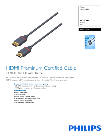 Philips SWV5633G/00 HDMI cable Product datasheet | Manualzz