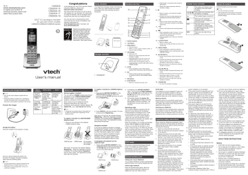 vtech Handset User Manual | Manualzz