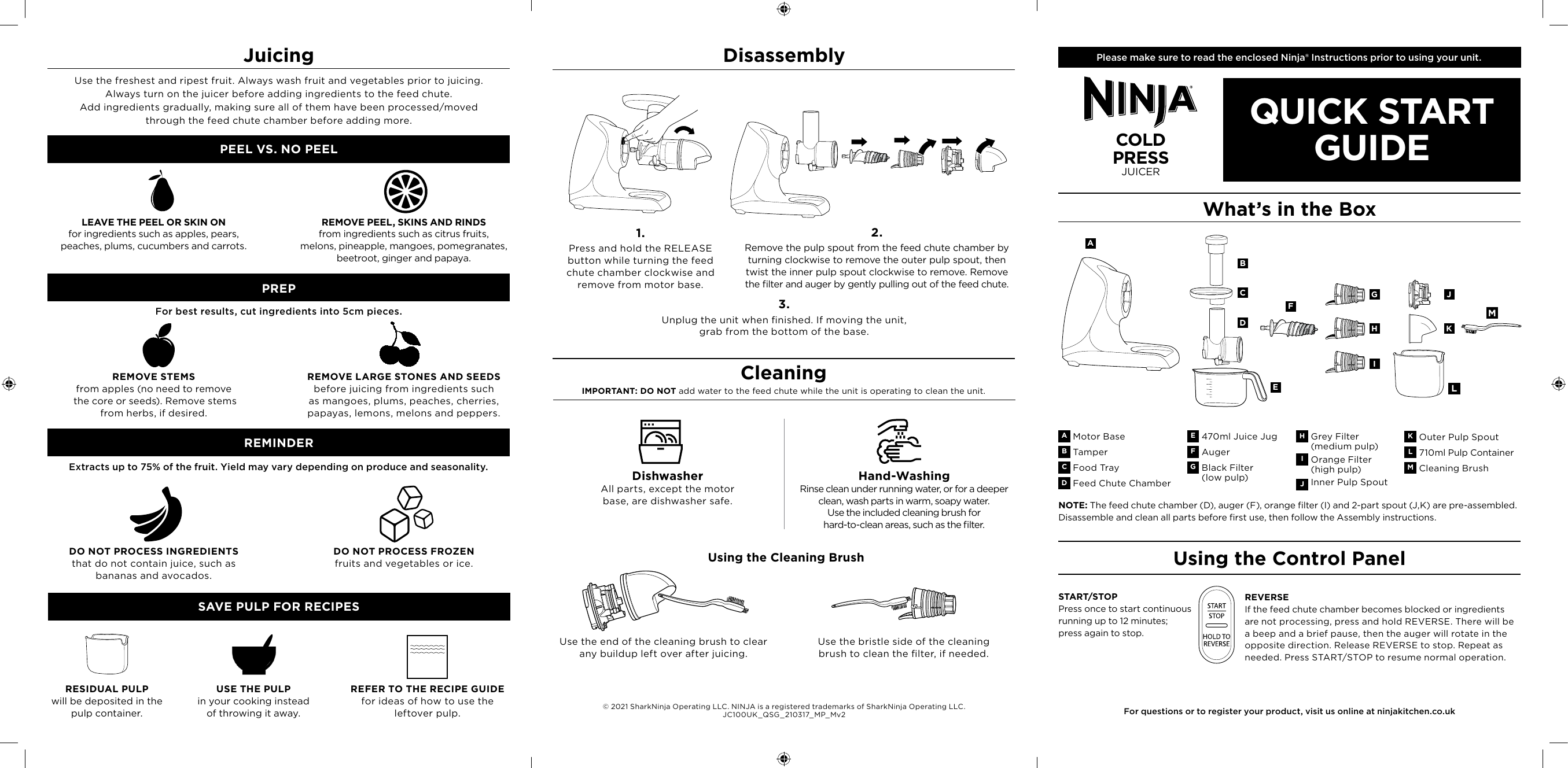NINJA Cold Press Juicer Instructions