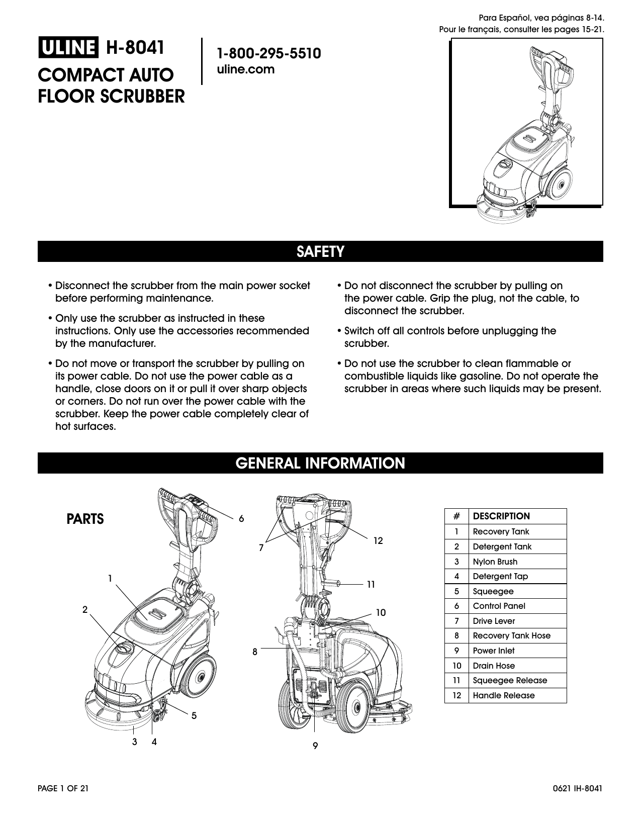 Compact Auto Floor Scrubber - 14 H-8041 - Uline