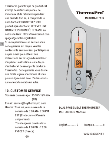 ThermoPro TP610 Dual Probe Instant Read Meat Thermometer Setup