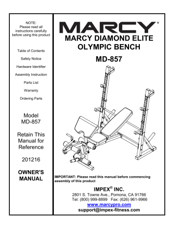 Marcy diamond best sale elite manual