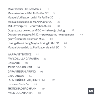 Xiaomi air clearance purifier 3c manual