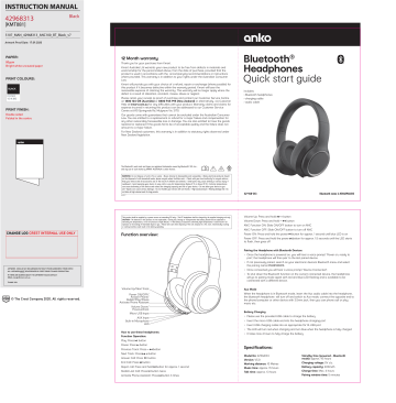 Anko bluetooth headphones discount instructions