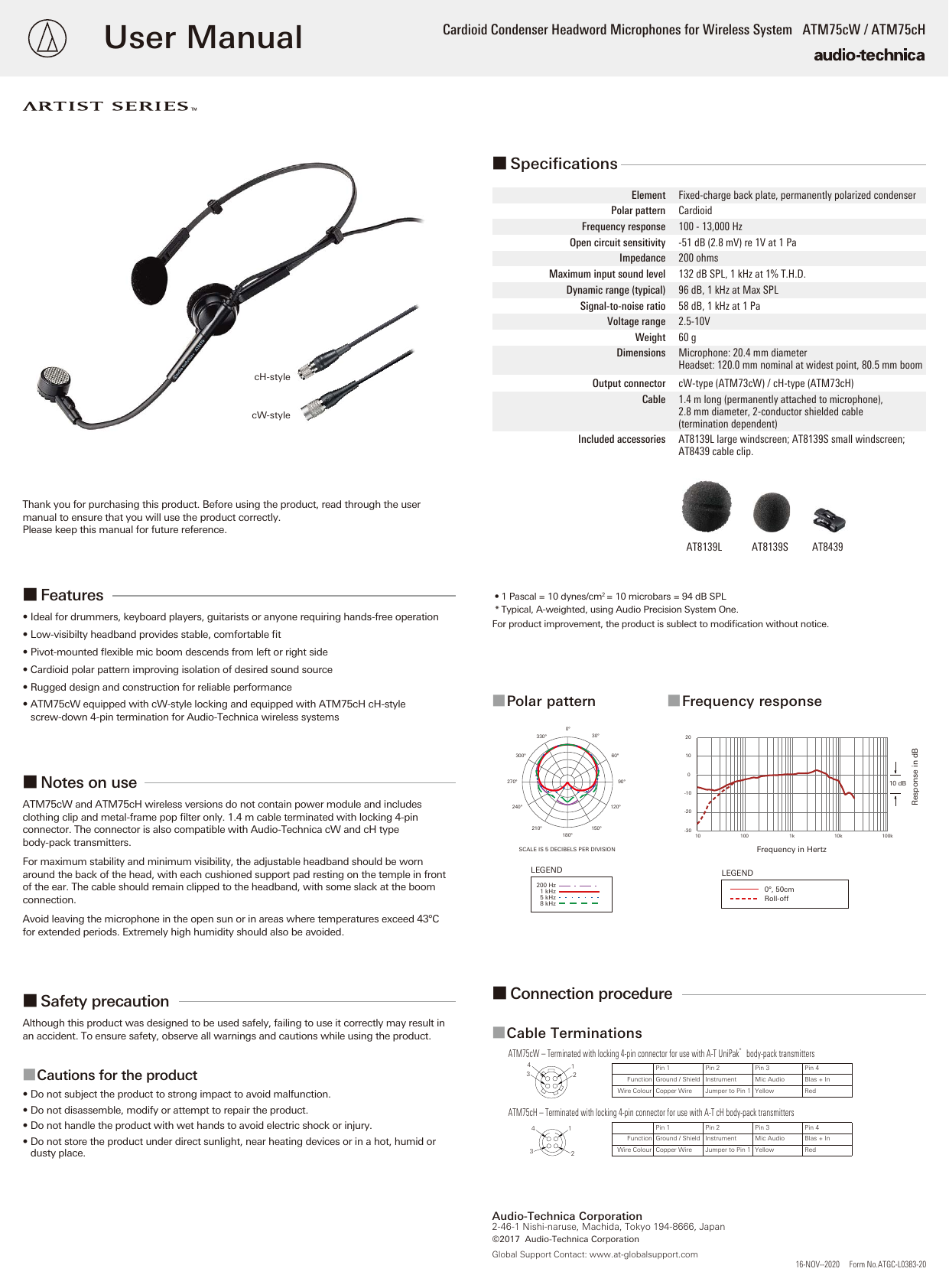 Audio-Technica ATM73cW Cardioid Condenser Headworn Microphone