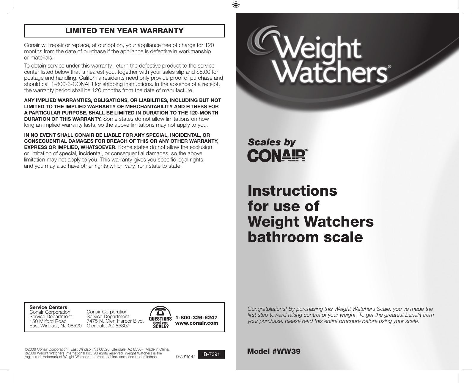 Weight Watcher Scale WW39 Digital Glass Scale by Conair Stock