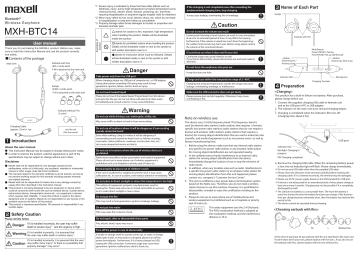 Maxell MXH-BTC14 Bluetooth Wireless Earphones User Manual | Manualzz