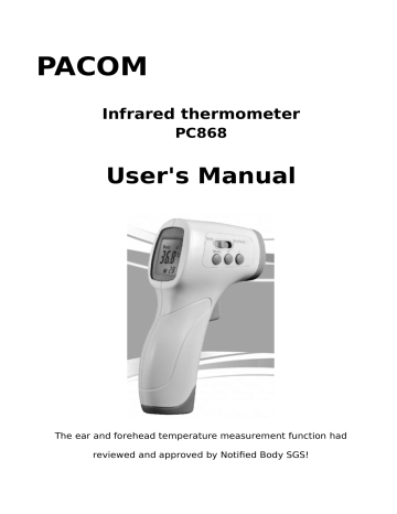 Pacom PC868 Infrared thermometer User Manual | Manualzz