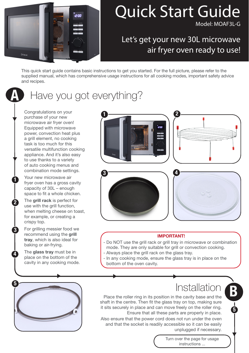 stirling microwave oven with air fryer