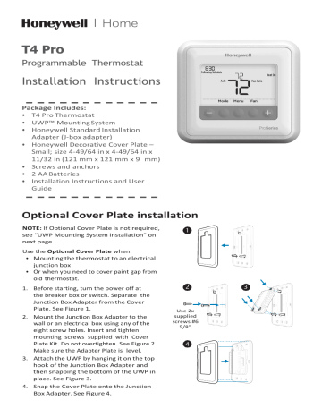 Honeywell Home T4 Pro Programmable Thermostat Guide d'installation ...