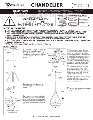 CANARMNA Chandelier Installation Guide | Manualzz