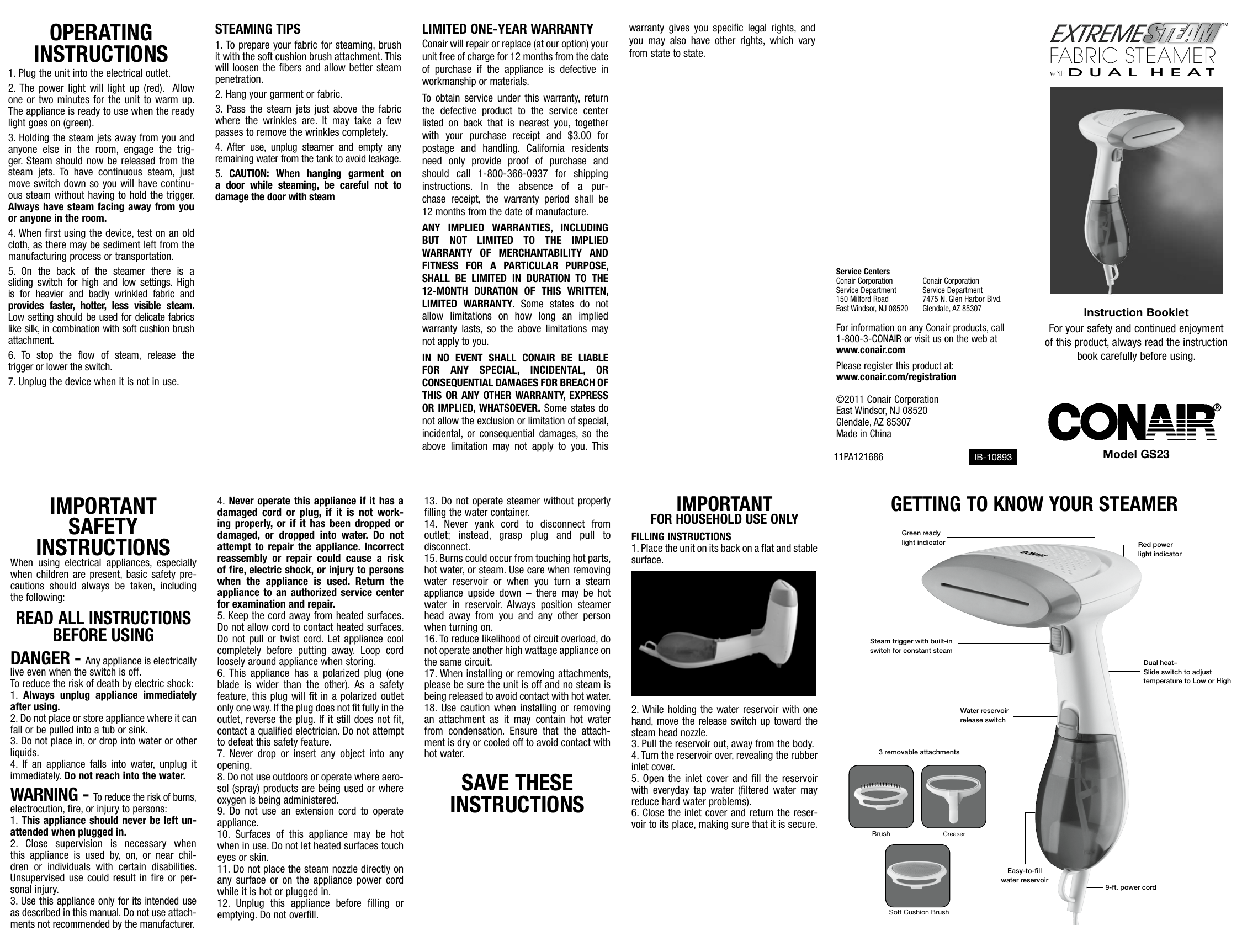 conair extreme steam fabric steamer with dual heat instructions