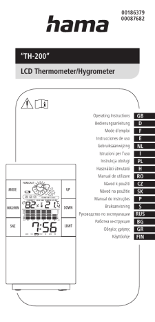Hama TH-200 LCD Thermometer/Hygrometer instruction manual | Manualzz
