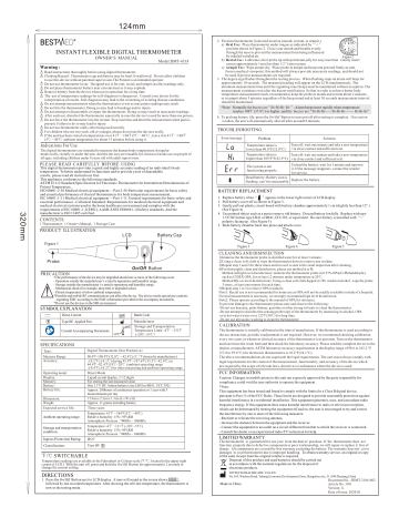 BESTMED DMT-4318 Instant Flexible Digital Thermometer Owner’s Manual ...