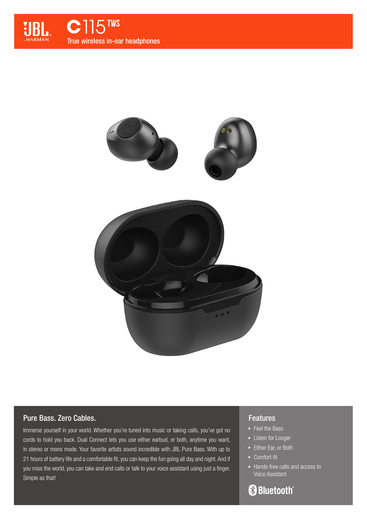 JBL C115 True Wireless in Ear Headphone User Guide Manualzz