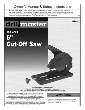 drillmaster 120 Volt 6″ Cut-Off Saw User Manual | Manualzz