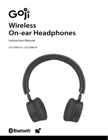 goji GTCONRG18 Wireless On Ear Headphones Instruction manual