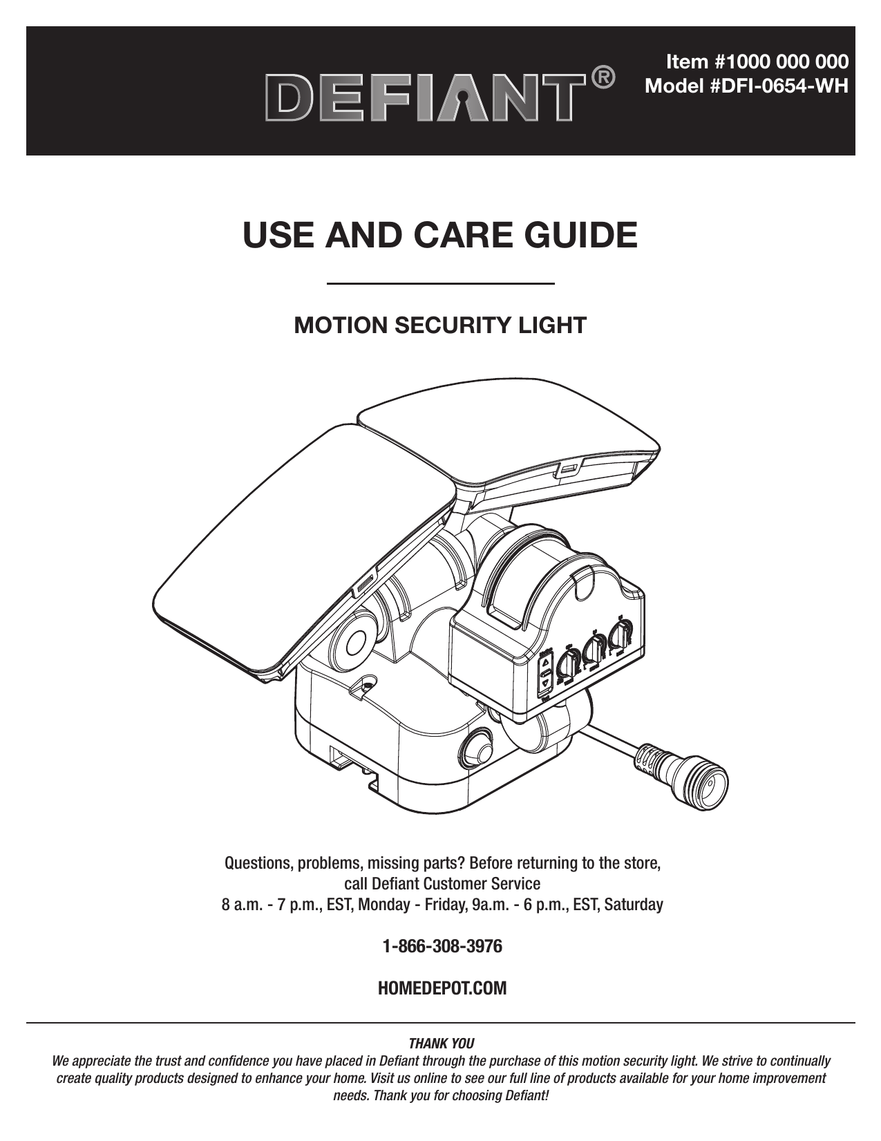 DEFIANT DFI 0654 WH Motion Security Light User Guide Manualzz