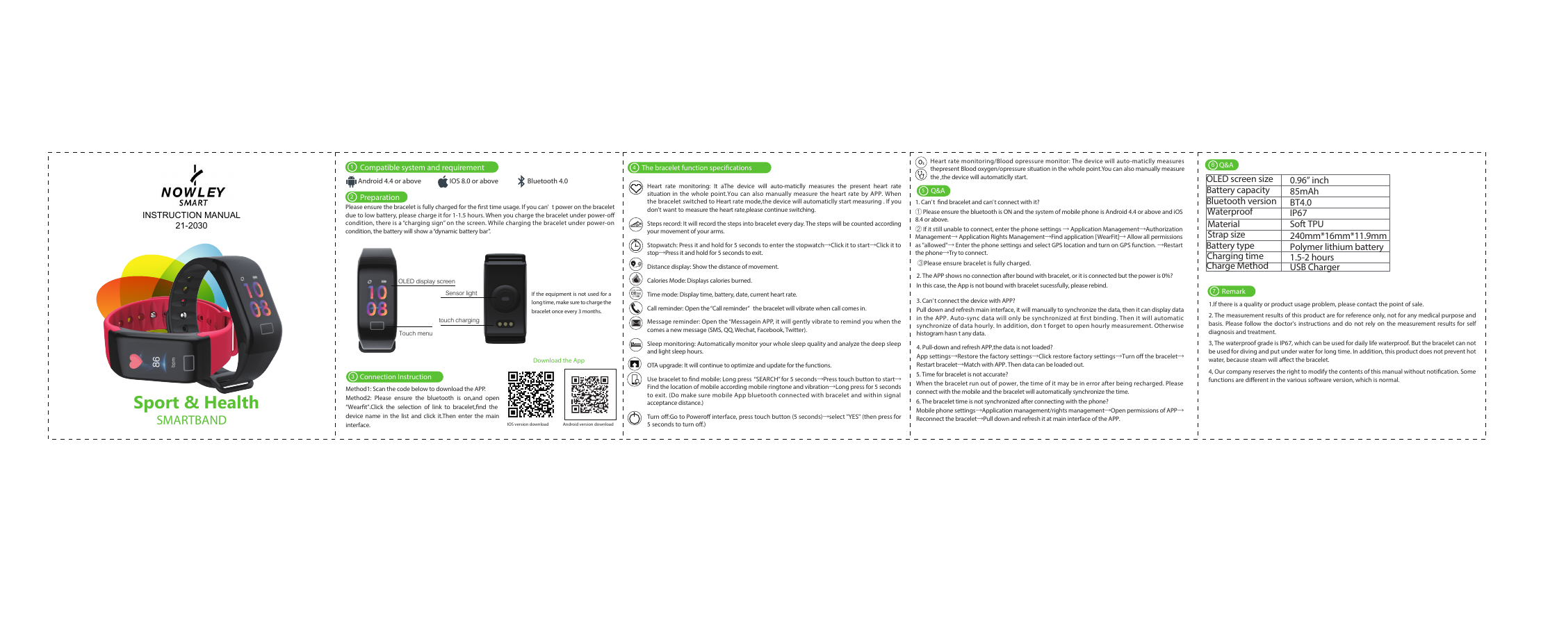 NOWLEY Sport and Health Smartband Instruction manual Manualzz