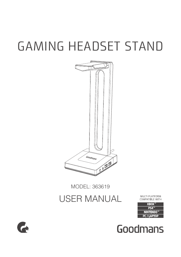 Goodmans 363619 GAMING HEADSET STAND User Manual Manualzz