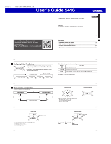Casio Watch User Guide | Manualzz