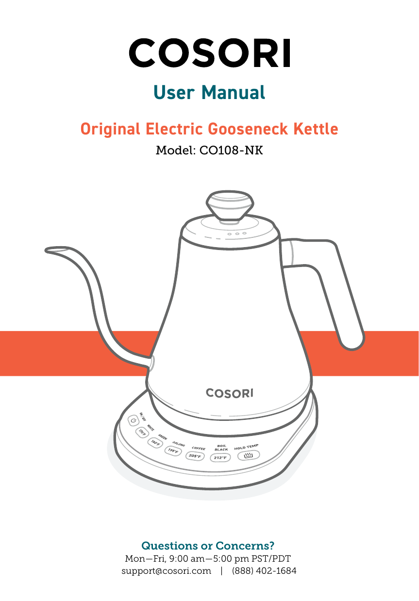 Offacy CEK-204 Gooseneck Kettle with Temperature Control User Manual