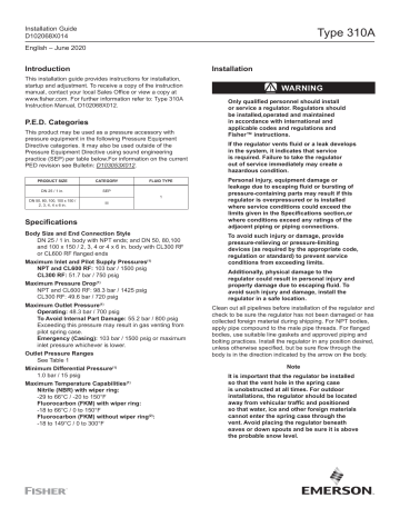 Fisher 310a Installation Guide 