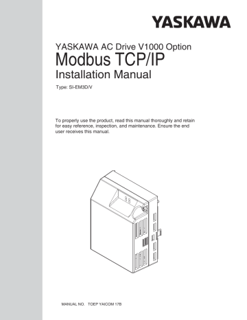 Yaskawa 1000 Series Modbus TCP-IP Installation Guide | Manualzz