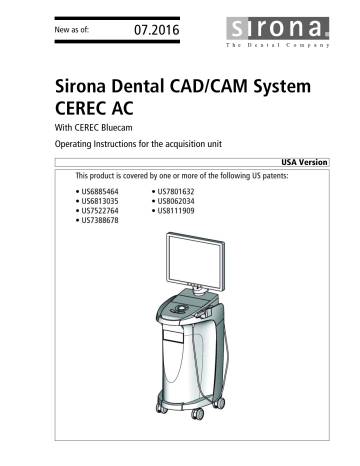 Dentsply Sirona CEREC AC Bluecam Instructions For Use | Manualzz