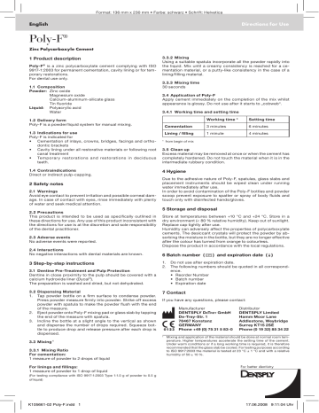Dentsply Sirona Poly-F Instructions for use | Manualzz