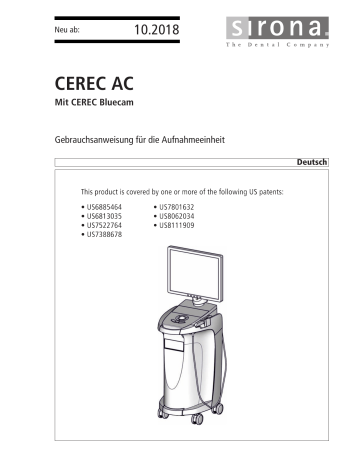 Dentsply Sirona CEREC AC Bluecam Bedienungsanleitung | Manualzz