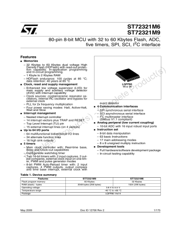 9.8 10-BIT A/D CONVERTER (ADC). STMicroelectronics 80-pin 8-bit MCU ...