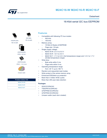 STMicroelectronics M24C16-R Datasheet | Manualzz