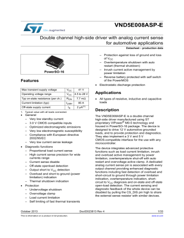 STMicroelectronics VND5E008ASP E Datasheet Manualzz