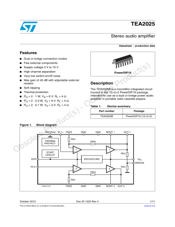 STMicroelectronics TEA2025 Datasheet Manualzz