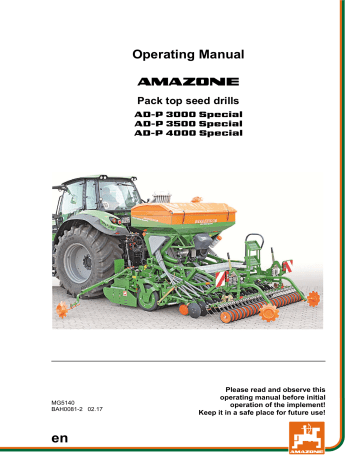 Amazone AD-P 30/35/4000 SPECIAL Operating Manual | Manualzz