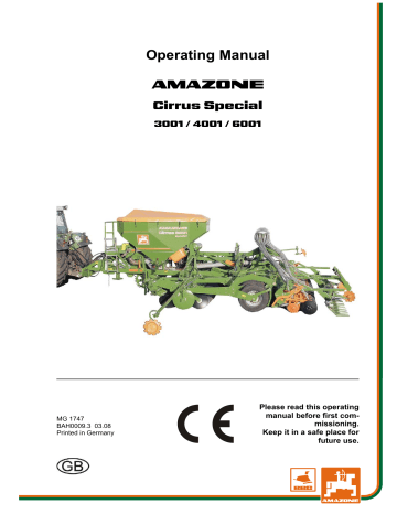 Amazone CIRRUS 3/4/6001 Special Operating Manual | Manualzz