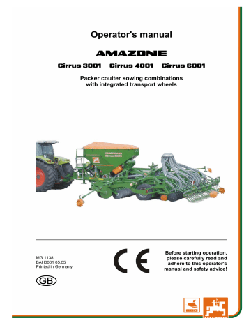 Amazone Cirrus 3001-6001 Owner's Manual | Manualzz