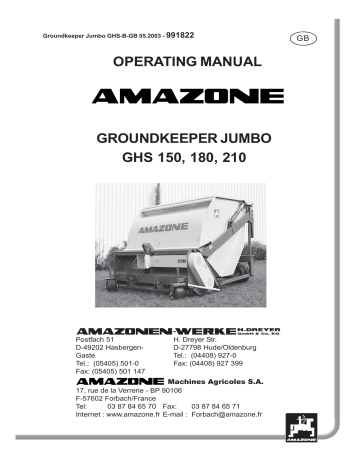 Amazone GHS 150, 180, 210 Operating Manual | Manualzz