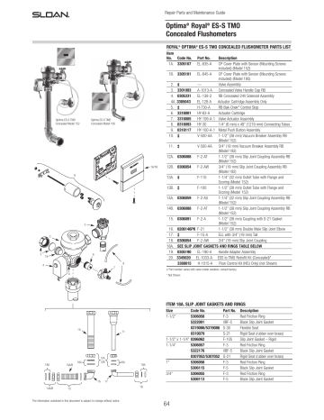 Sloan ESS TMO Flushometer Repair & Maintenance Guide | Manualzz