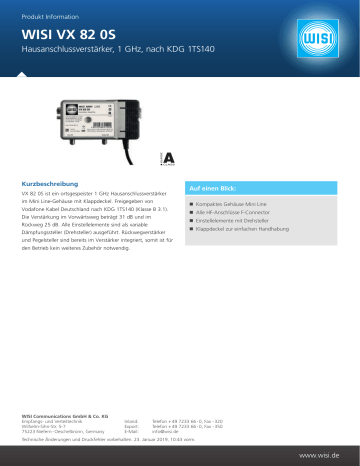 Wisi VX 82 0S Homeamplifier,1 GHz Produktinformation | Manualzz