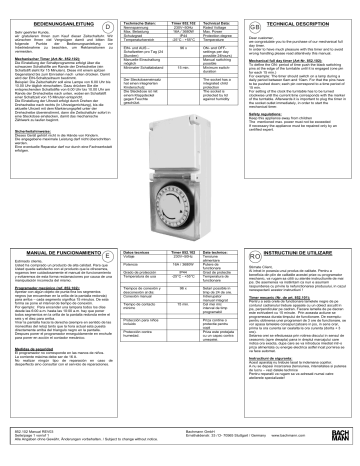 Bachmann Timer switches Owner Manual | Manualzz