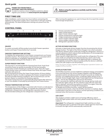 HOTPOINT/ARISTON HAFC9 TA44SX O3 H Fridge/freezer combination Daily Reference Guide | Manualzz