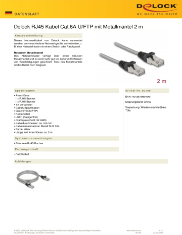 Delock Rj Cable Cat A U Ftp Datenblatt Manualzz