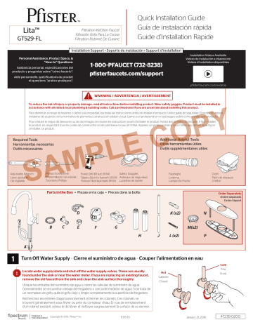 Pfister Lita GT529-FLS 1-Handle Pull-Down Kitchen Faucet Specification and Owner Manual | Manualzz