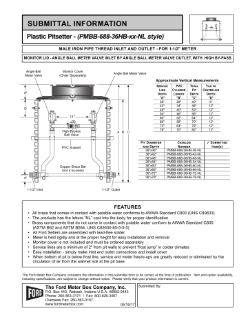 Ford Meter Box PMBB-688-36HB-48-NL 1-1/2 x 1-1/2 in. Plastic Pit Setter ...