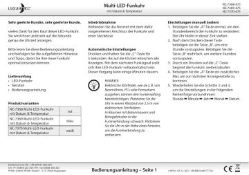 LUNARTEC NC-7368 Multi-LED-Funk-Uhr Bedienungsanleitung | Manualzz