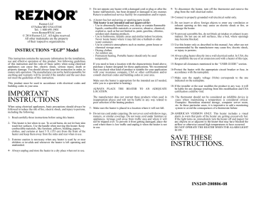 Reznor EGP Installation Instruction | Manualzz